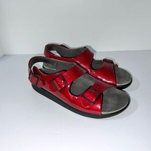 SAS Relaxed Women's Patent Red Comfort Sandals Sz 9